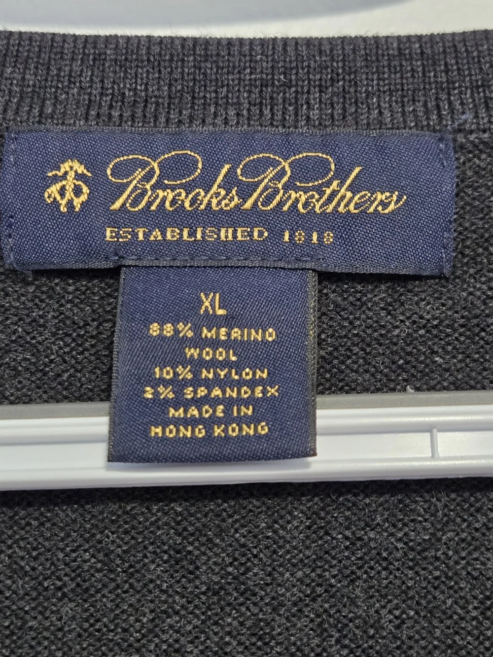 Brooks Brothers Merino Wool Sweater XL Charcoal Gray V Neck Classic